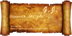 Gyurnik Jákó névjegykártya